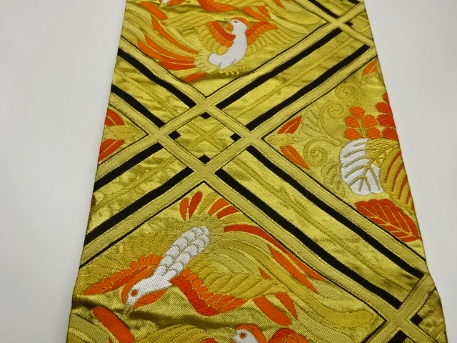  襷に鳳凰・桐模様織出し丸帯